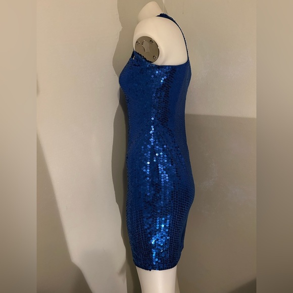 royal blue sequined sz 6 women’s short cocktail dress, party, gala - Picture 6 of 11